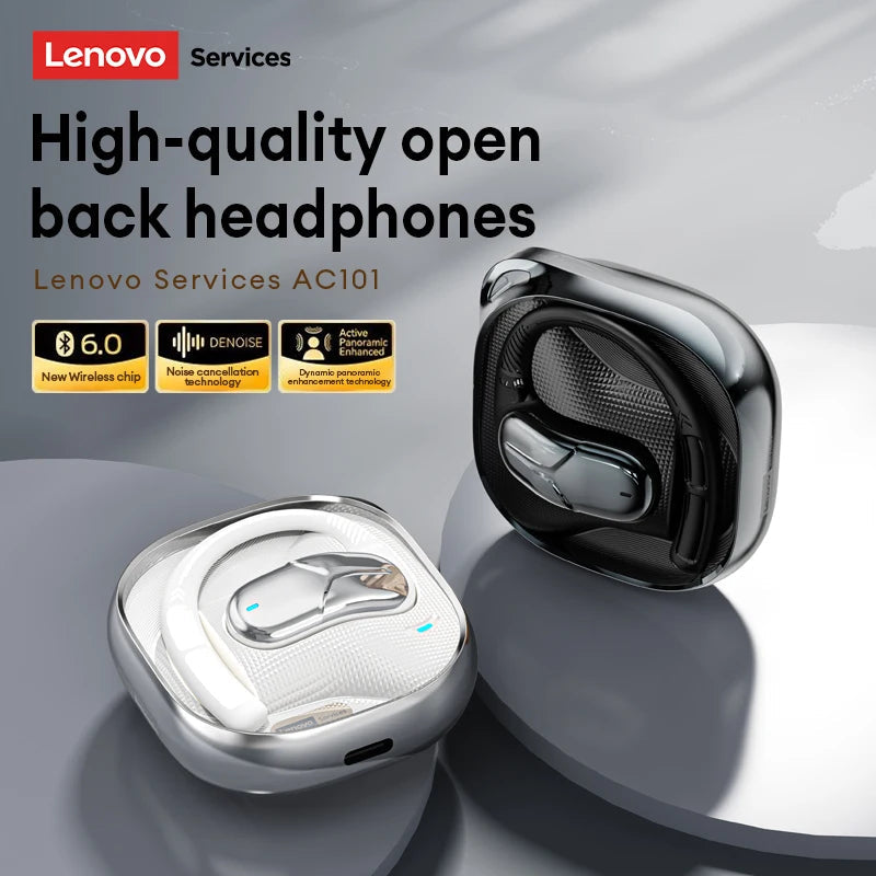 Lenovo AC101 OWS Bluetooth 6.0 Wireless Earphones | ENC Noise Reduction, Long Battery Life, Surround Sound Sports Headphones Mobile Arcade Ltd