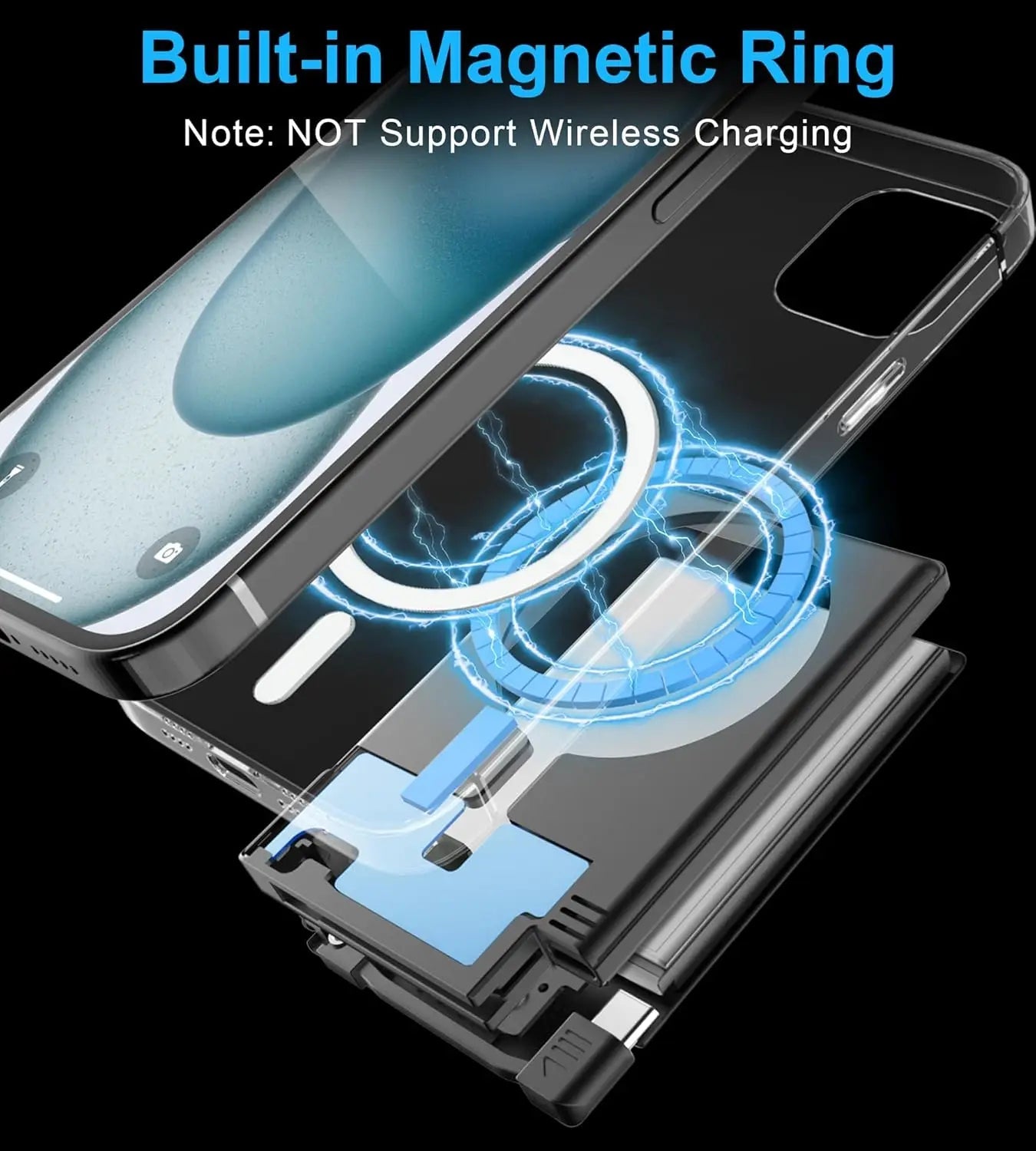 AUSKANG 5000mAh Magnetic Power Bank with Built-in USB-C Cable Mobile Arcade Ltd