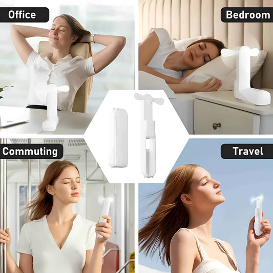 Mini Handheld USB Fan – Folding Rechargeable Pocket Fan with Power Bank Mobile Arcade Ltd