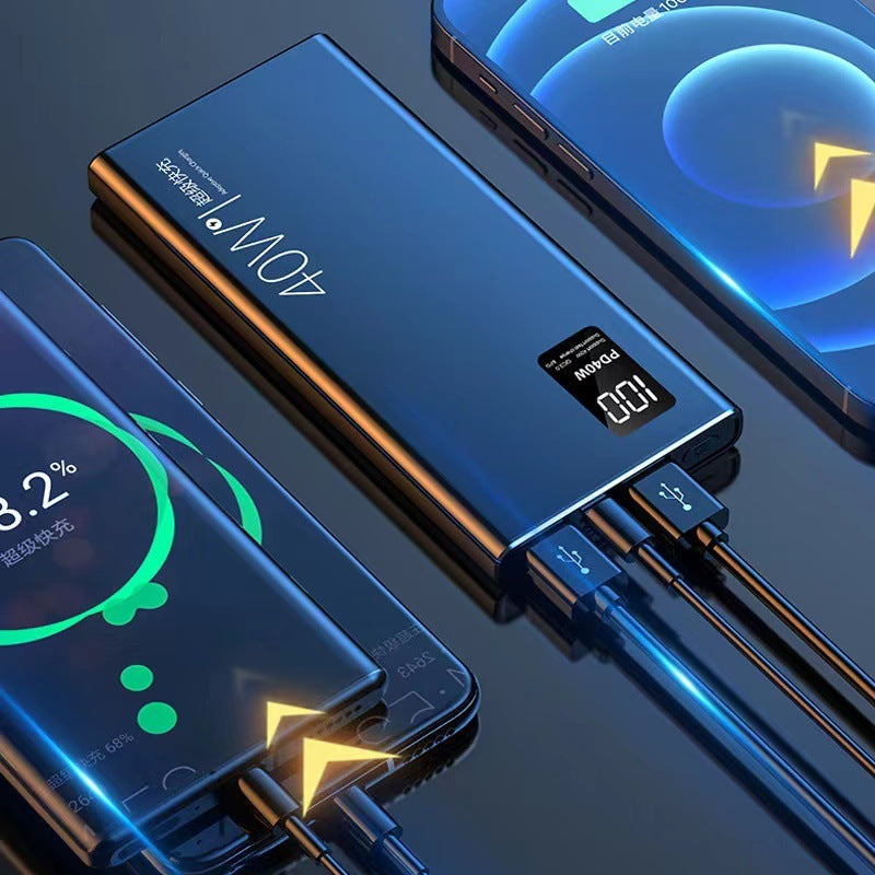 Large Capacity Digital Display Power Bank - Portable Fast Charging Battery Pack