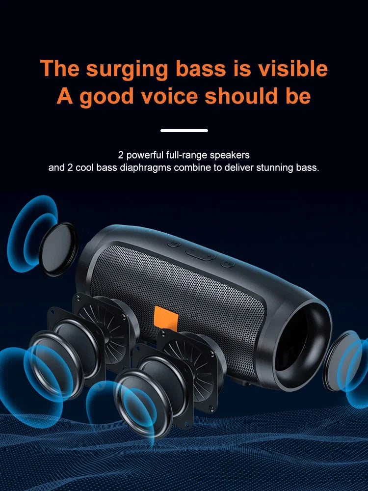 Portable Bluetooth Speaker with Dual Subwoofer | FM, TF/USB Playback, Wireless Mobile Arcade Ltd