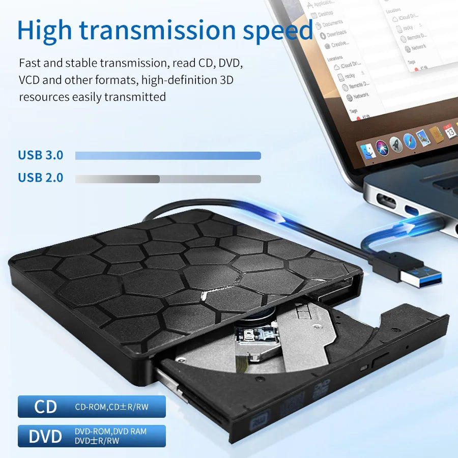 Slim External USB 3.0 Type-C DVD RW Drive | 2-in-1 DVD/CD Writer Burner Mobile Arcade Ltd