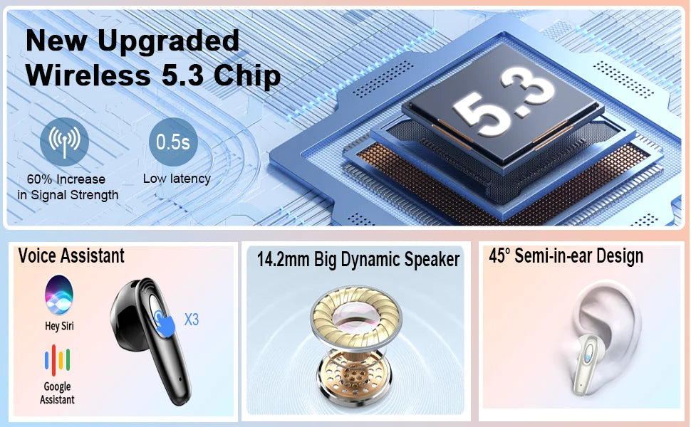 Wireless Bluetooth 5.3 Earbuds with LED Display, 40H Playtime & ENC Mic Mobile Arcade Ltd