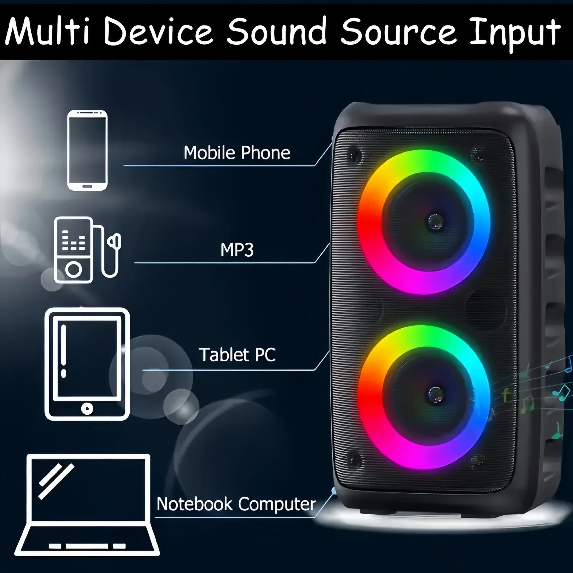 Portable Karaoke Bluetooth Speaker with FM Radio, Microphone & LED Light Show Mobile Arcade Ltd
