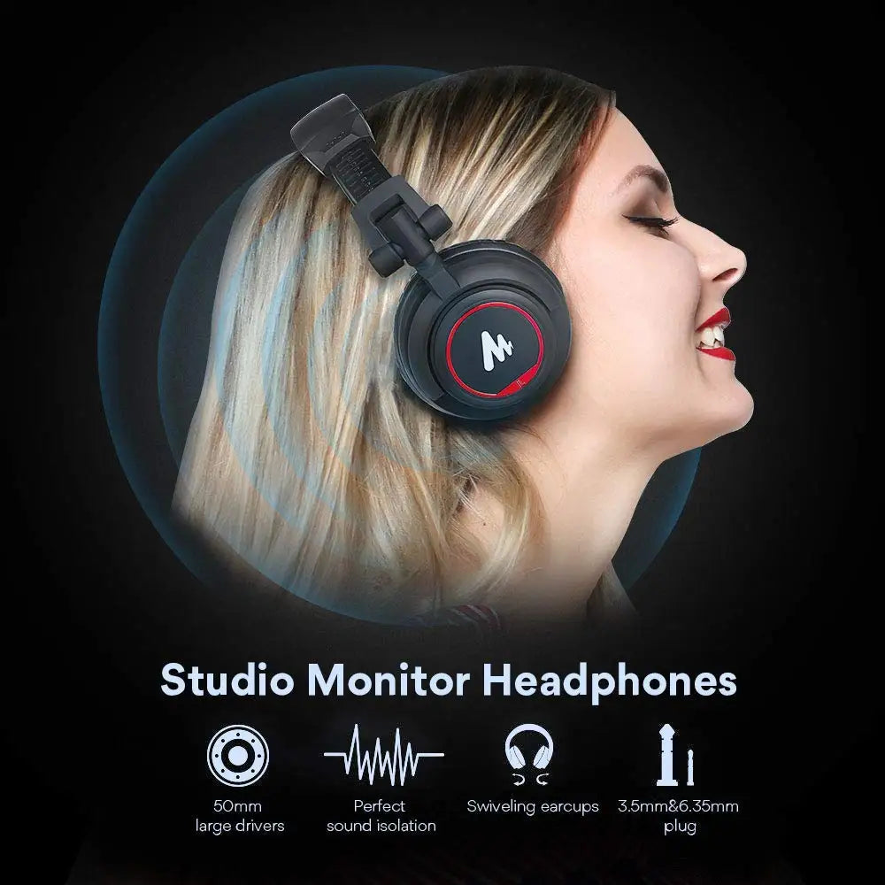 Maono Over-Ear Studio Monitor Headphones with 50mm Drivers & Foldable Design Mobile Arcade Ltd