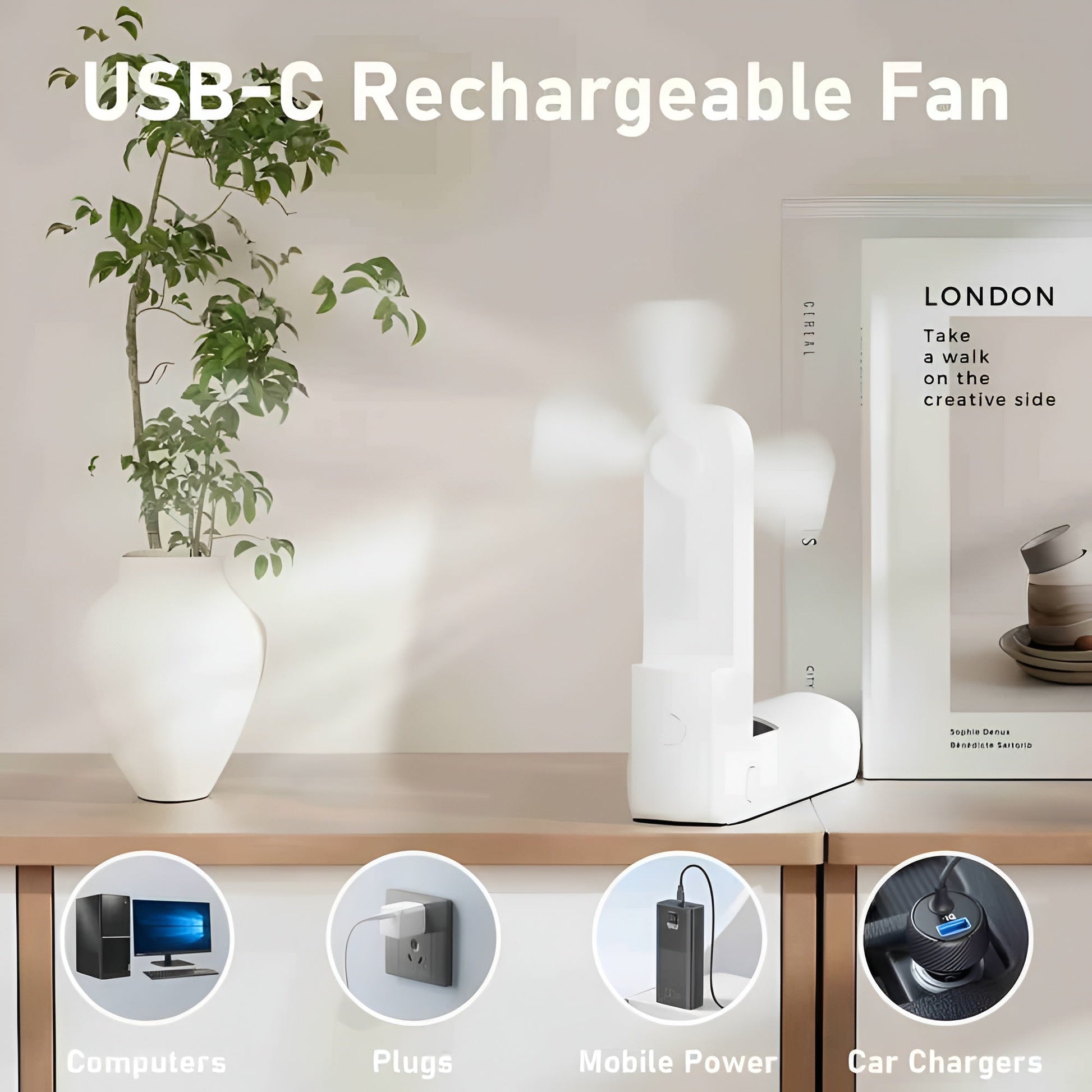 Mini Handheld USB Fan – Folding Rechargeable Pocket Fan with Power Bank Mobile Arcade Ltd