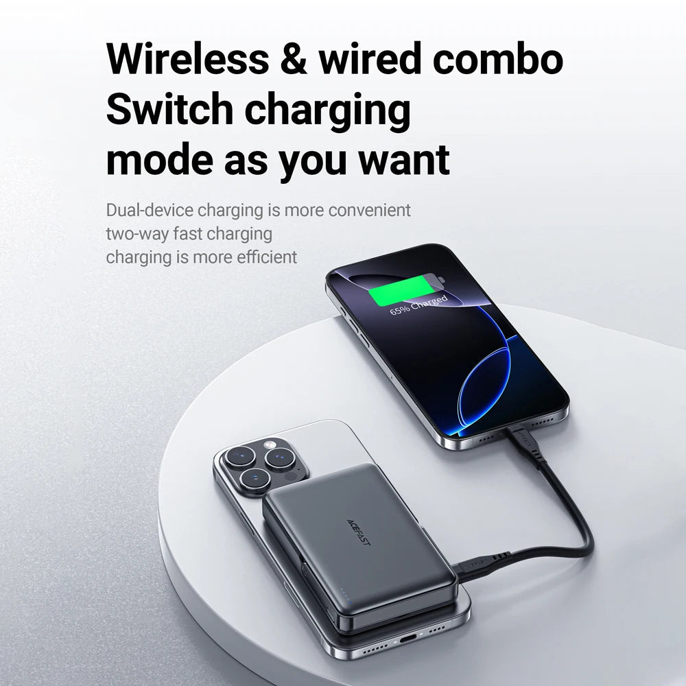ACEFAST 10000mAh Magnetic Wireless Power Bank with Foldable Bracket | PD20W/22.5W USB-C Fast Charging for iPhone 16/15 & Samsung S24/S25 Mobile Arcade Ltd