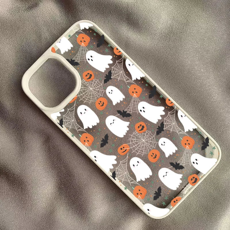 Cute Halloween Pumpkin Ghost Transparent Phone Case For iPhone 17 16 15 14 13 Mobile Arcade Ltd