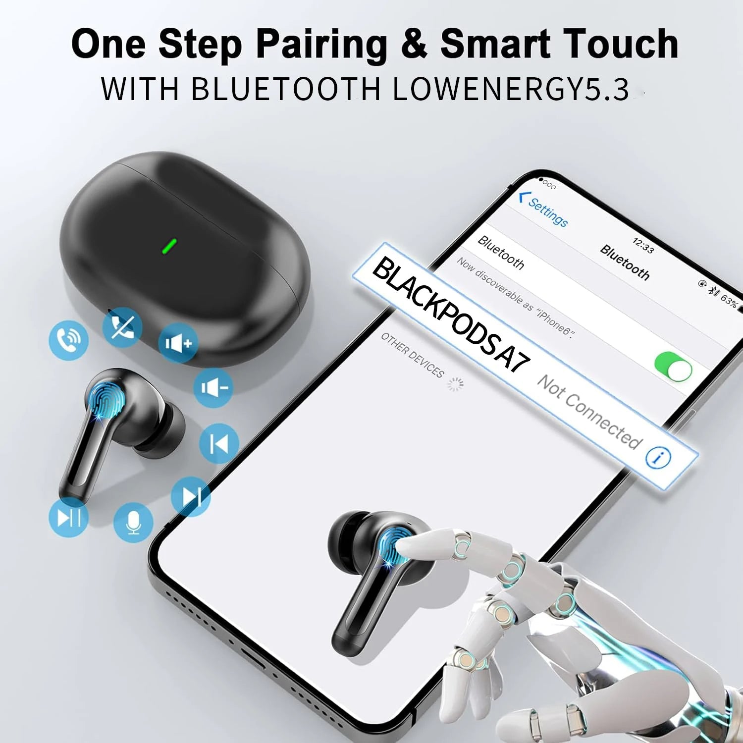 Blackpods A7Pro TWS Wireless Earbuds | In-Ear Headphones for iOS & Android Mobile Arcade Ltd