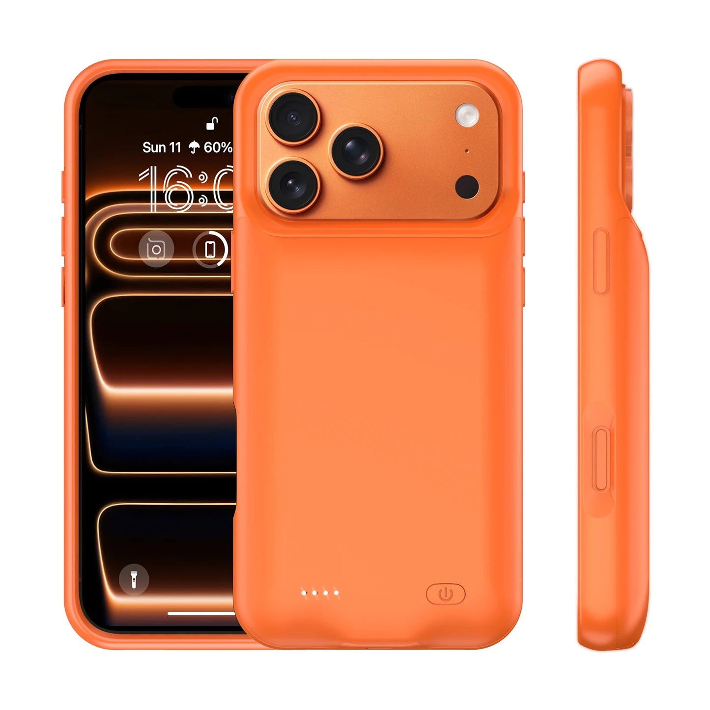 Orange Smart Wireless Battery Charger Case for iPhone 17 Pro Max | Magnetic Power Bank External Charging Cover Mobile Arcade Ltd