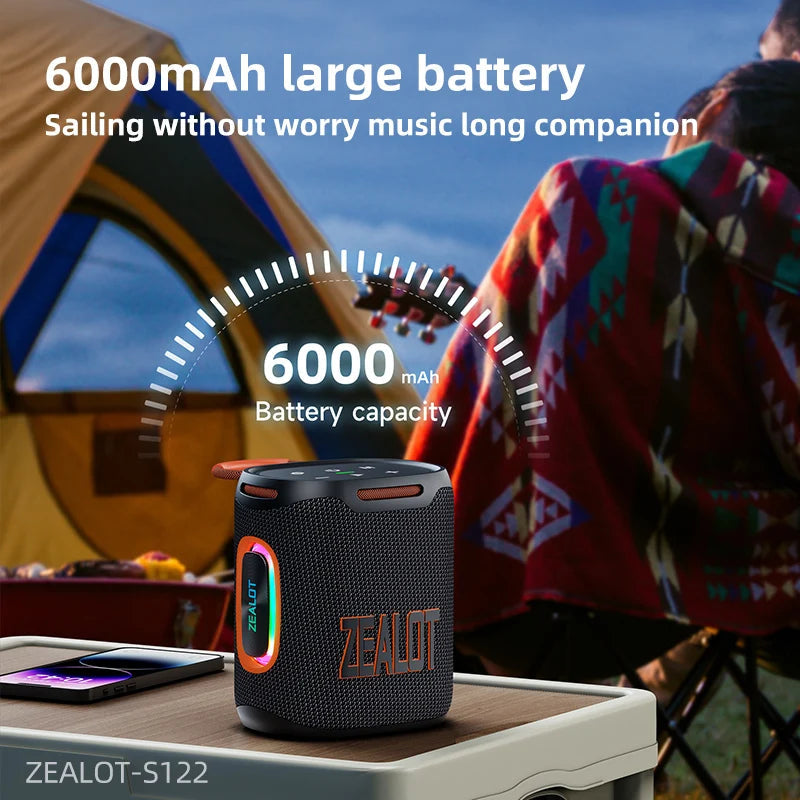 ZEALOT S122 Portable Bluetooth Speaker 5.4 Subwoofer with LED Light Mobile Arcade Ltd