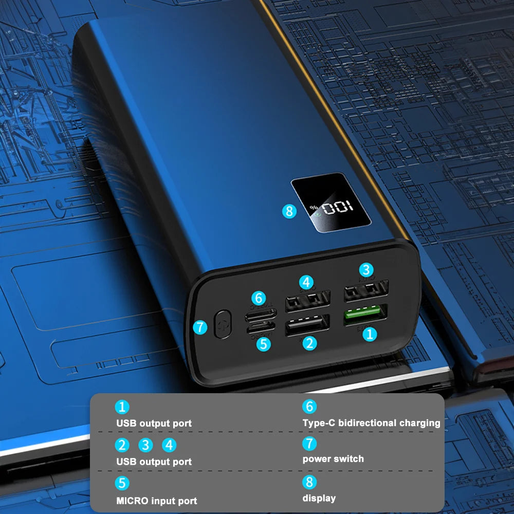 50000mAh Power Bank with 4 USB Ports Fast Charging & LED Display Mobile Arcade Ltd