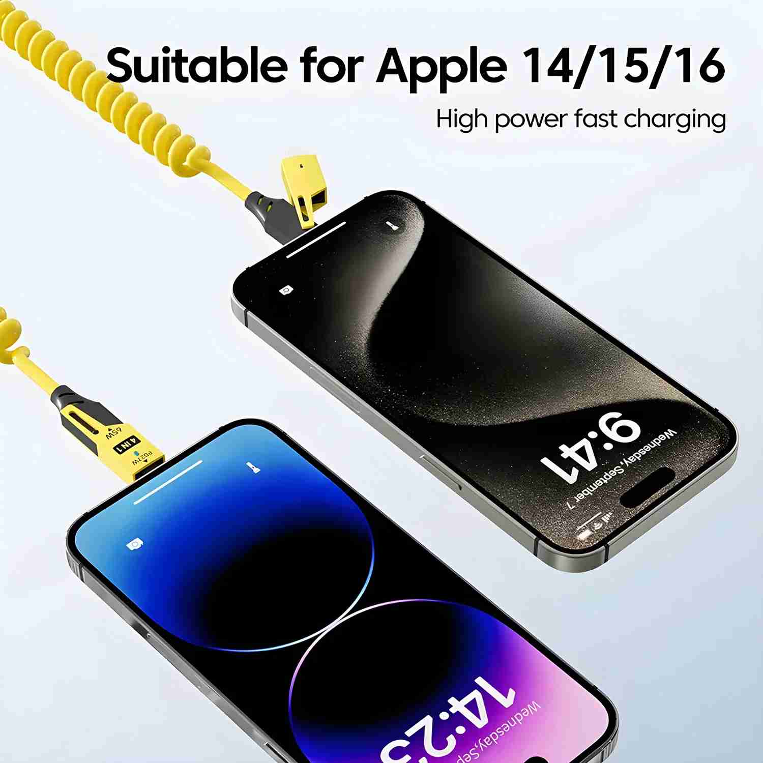 65W 4 in 1 Spring USB Cable Fast Charge Type-C for iPhone, iPad, MacBook Mobile Arcade Ltd