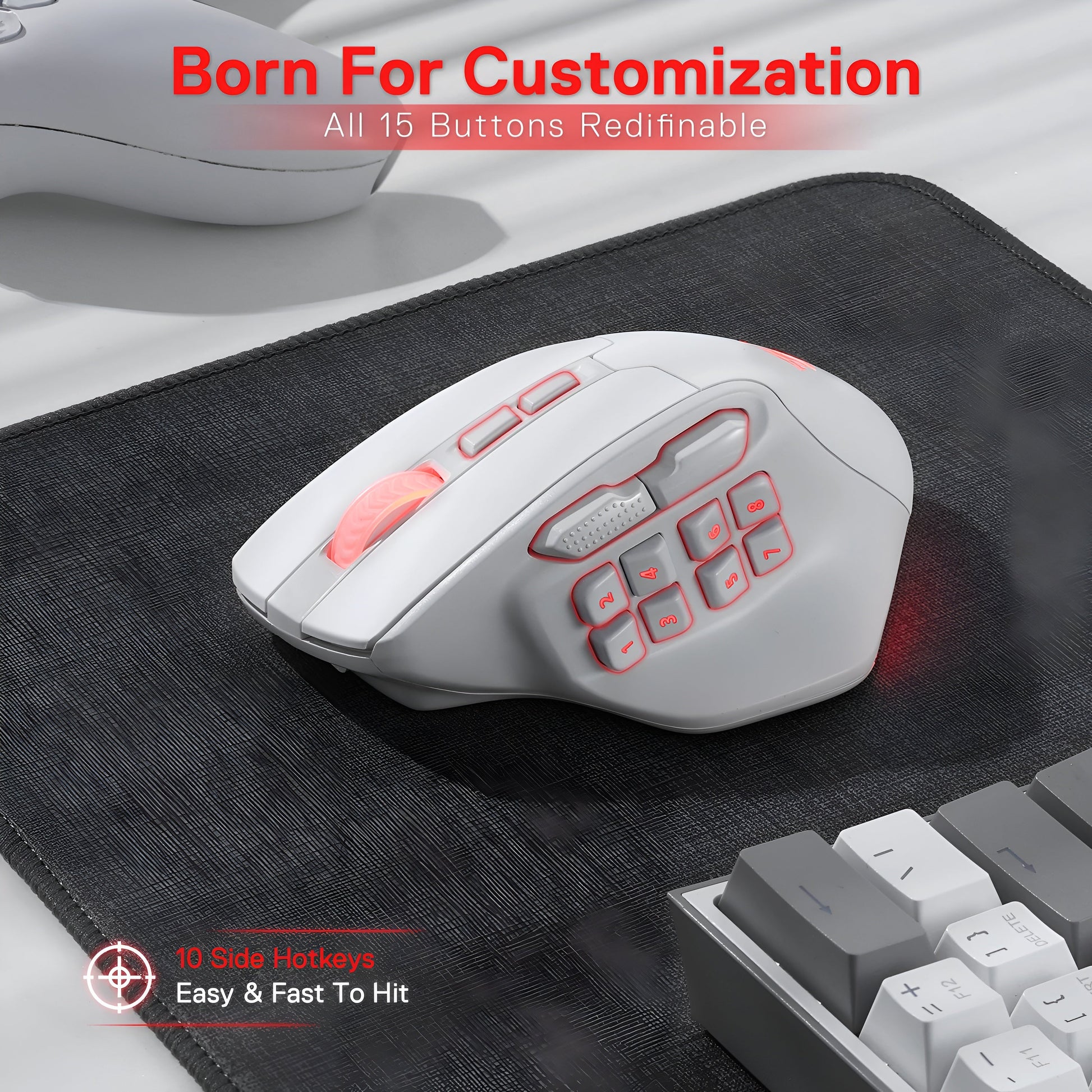 Redragon M811 PRO Wireless MMO Gaming Mouse 15 Buttons RGB LED 10 Macros Mobile Arcade Ltd