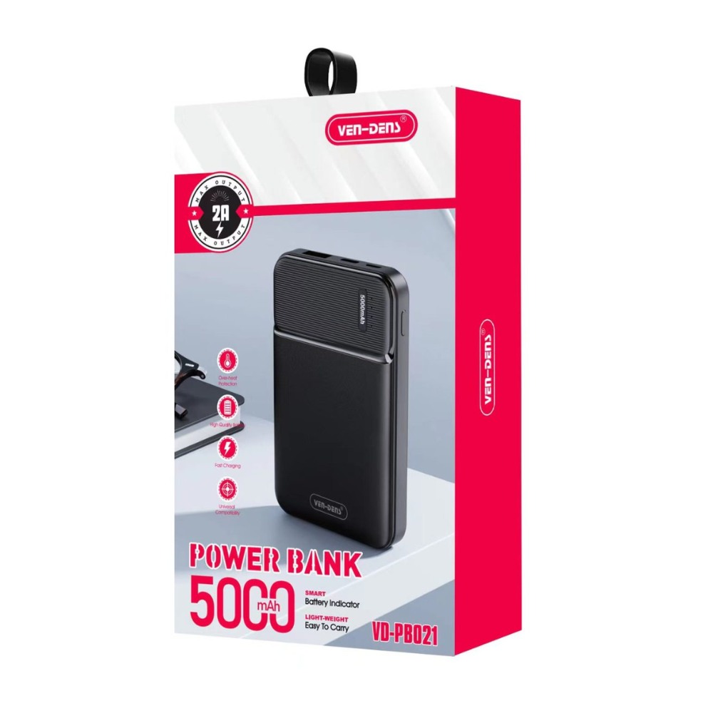 5000mAh Slim Power Bank with Built-in Cables & Smart Charging IC Mobile Arcade Ltd
