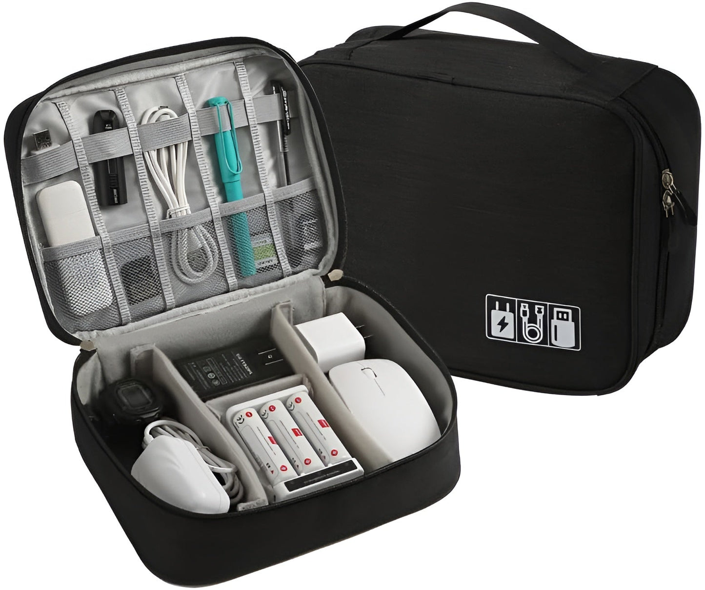 Lightweight Travel Cable & Electronics Organizer Bag, Waterproof Gadget Case, Black Mobile Arcade Ltd