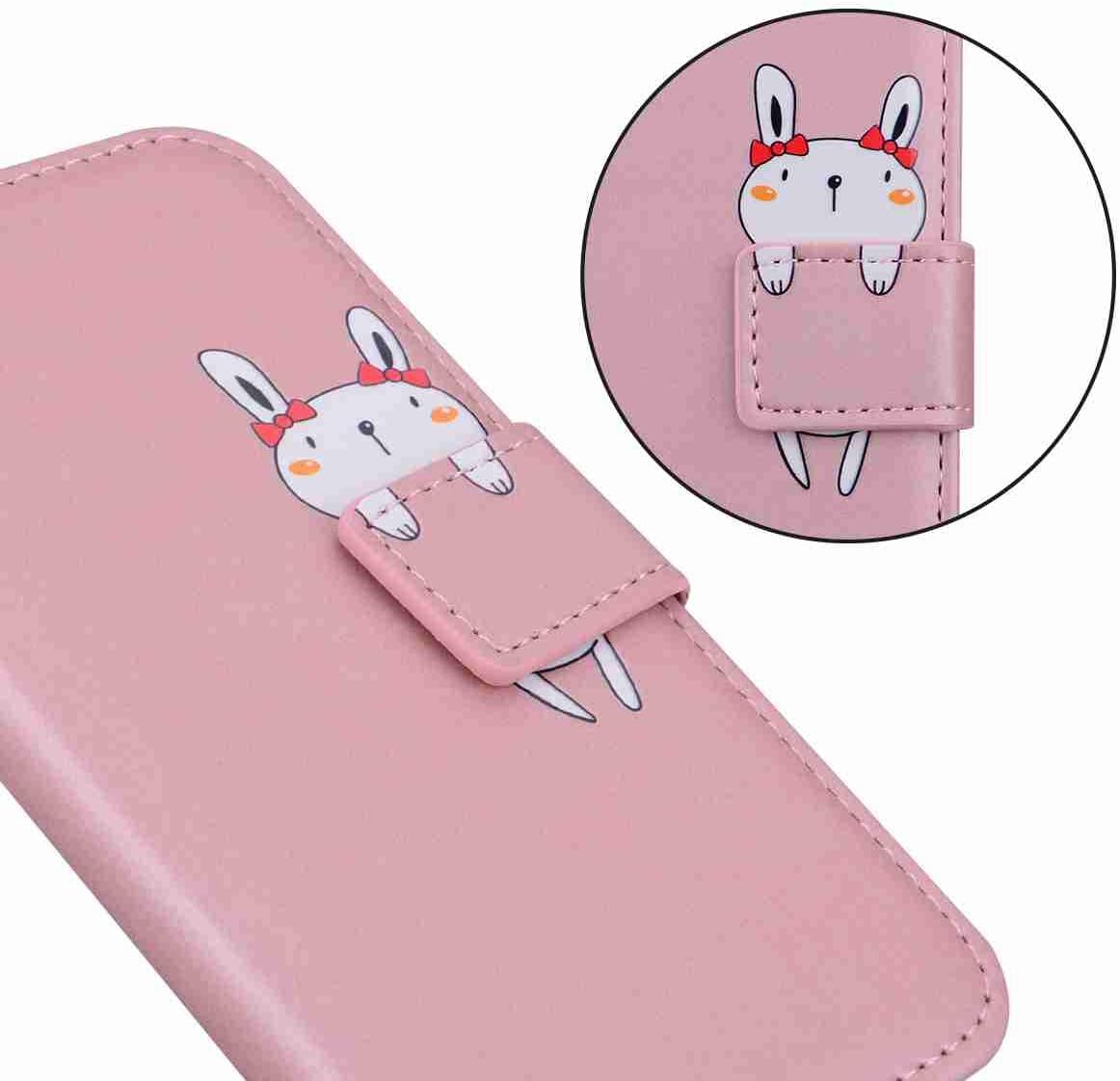 PU Leather Wallet Case iPhone SE 2022/2020/7/8 Kickstand Rabbit Rose Gold Mobile Arcade Ltd
