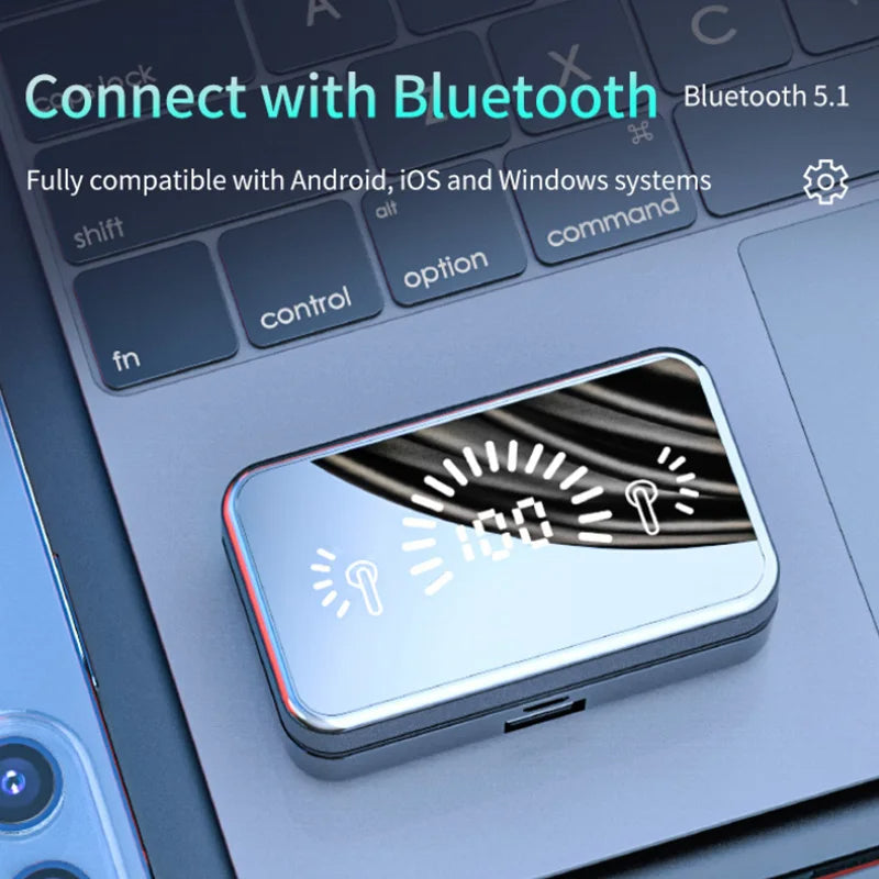 Mirror Display Bluetooth 5.1 TWS Wireless Headset with Touch & Mic Mobile Arcade Ltd