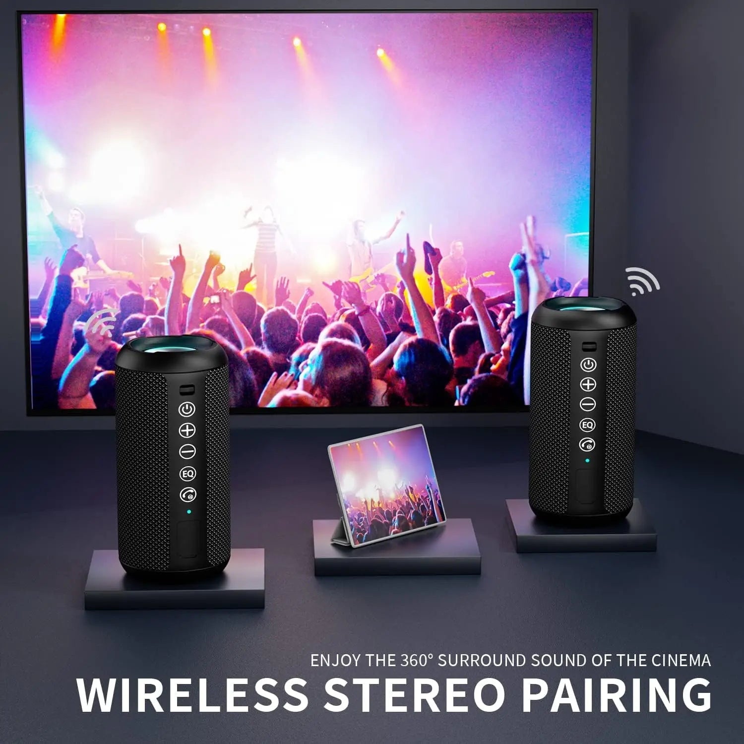 Portable Bluetooth Speaker with Lights, HD Stereo, IPX7 Waterproof, TWS Mobile Arcade Ltd