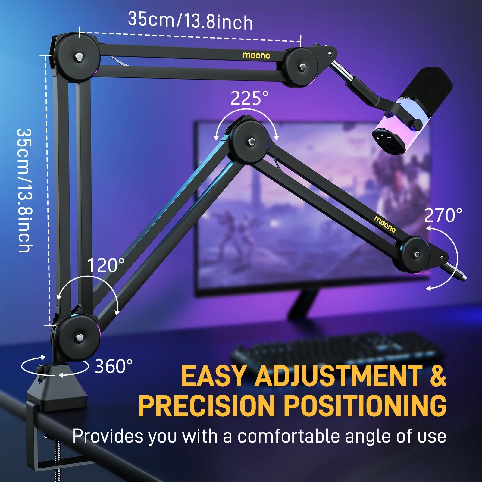MAONO BA37 Heavy Duty Adjustable Microphone Boom Arm with Desk Clamp Mobile Arcade Ltd