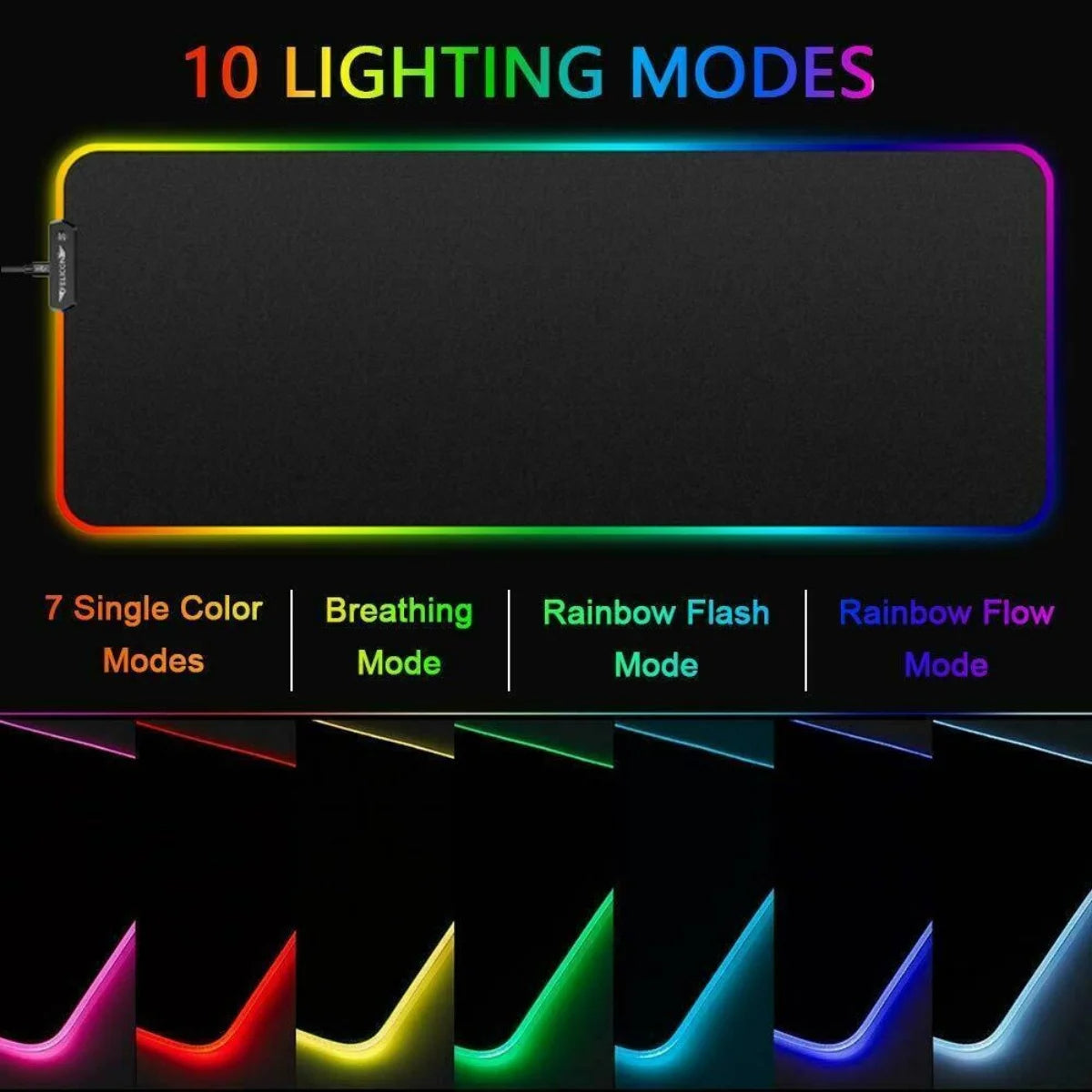 RGB LED Gaming Mouse Pad for PC Computer – 10 Lighting Modes Non-Slip Mat Mobile Arcade Ltd