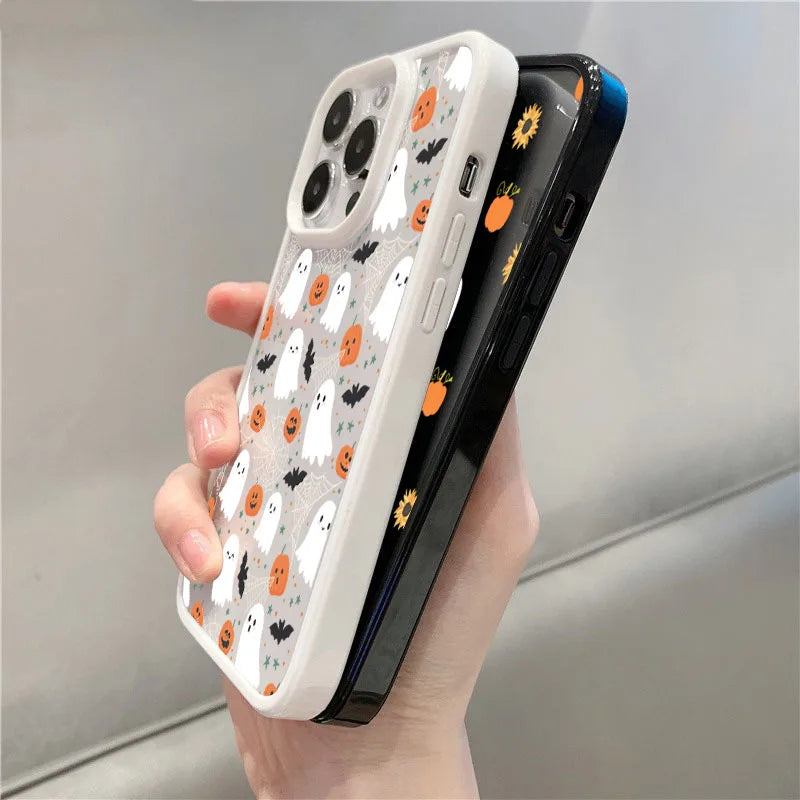 Cute Halloween Pumpkin Ghost Transparent Phone Case For iPhone 17 16 15 14 13 Mobile Arcade Ltd