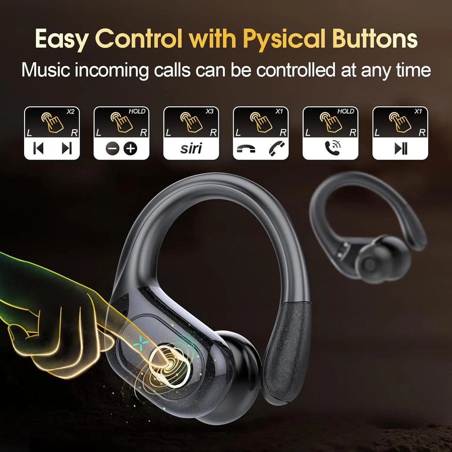 TWS Sports Earbuds Bluetooth 5.4 HiFi Bass Noise Cancelling Headset Mobile Arcade Ltd