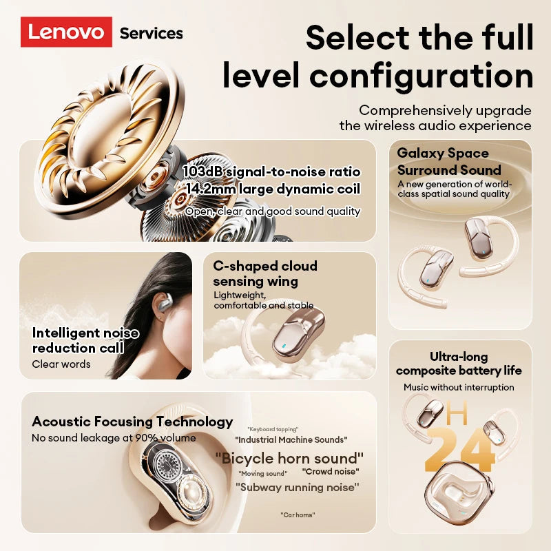 Lenovo AC101 OWS Bluetooth 6.0 Wireless Earphones | ENC Noise Reduction, Long Battery Life, Surround Sound Sports Headphones Mobile Arcade Ltd