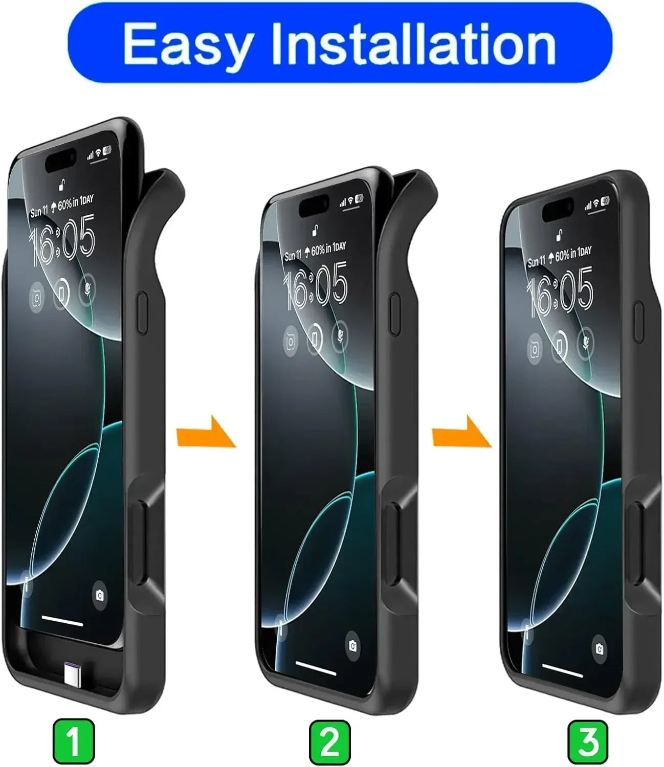 Orange Smart Wireless Battery Charger Case for iPhone 17 Pro Max | Magnetic Power Bank External Charging Cover Mobile Arcade Ltd