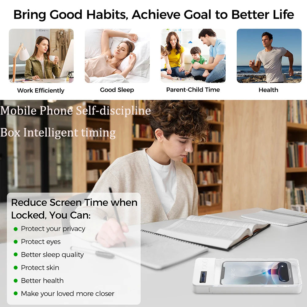 Transparent Phone Lock Box with Timer & LCD – T-Shaped Opening, Anti-Distraction Mobile Arcade Ltd