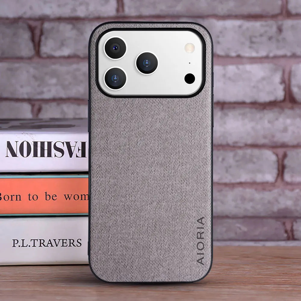 Luxury Textile Leather Case for iPhone 17 Pro Max / 17 Air – Slim Fashion Coque Mobile Arcade Ltd