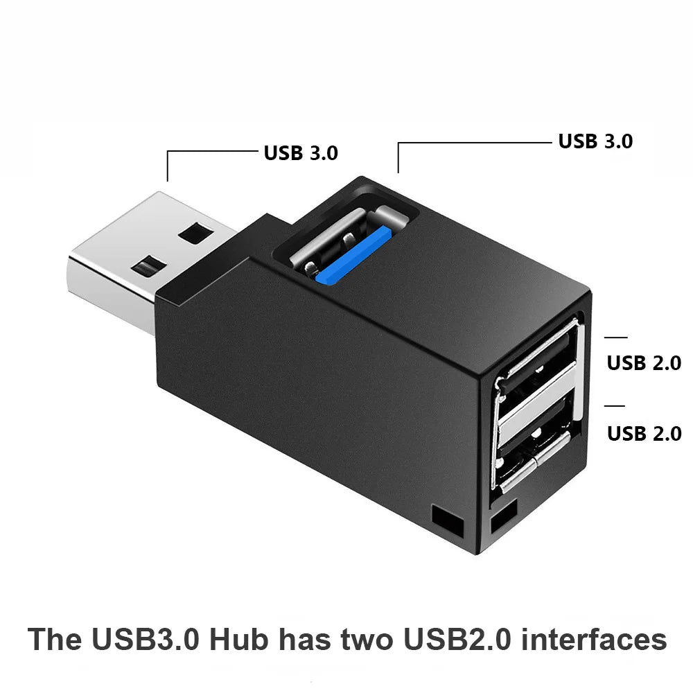 USB 3.0/2.0 Hub Adapter – 1 to 3 Port Splitter, High-Speed Extender for PC/Laptop Mobile Arcade Ltd