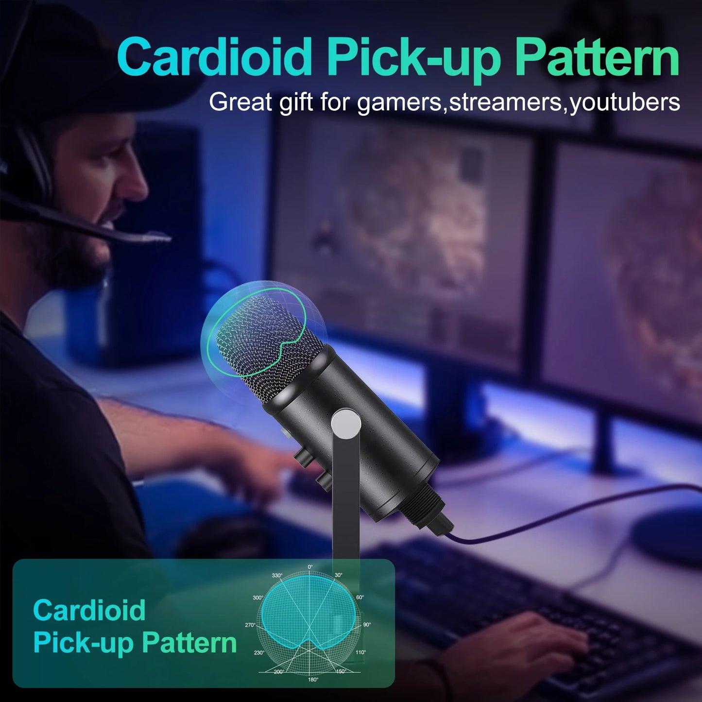 Mercase USB Condenser Microphone with Quick Mute | Plug & Play for PC & PS5 Mobile Arcade Ltd