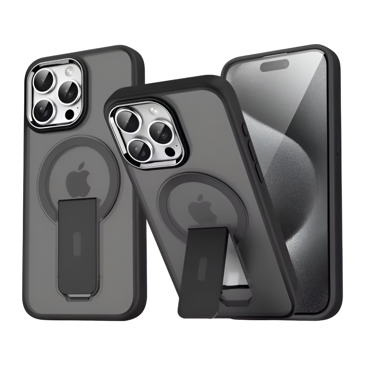 Luxury MagSafe Folding Stand Magnetic Case for iPhone 14–17 Matte Cover