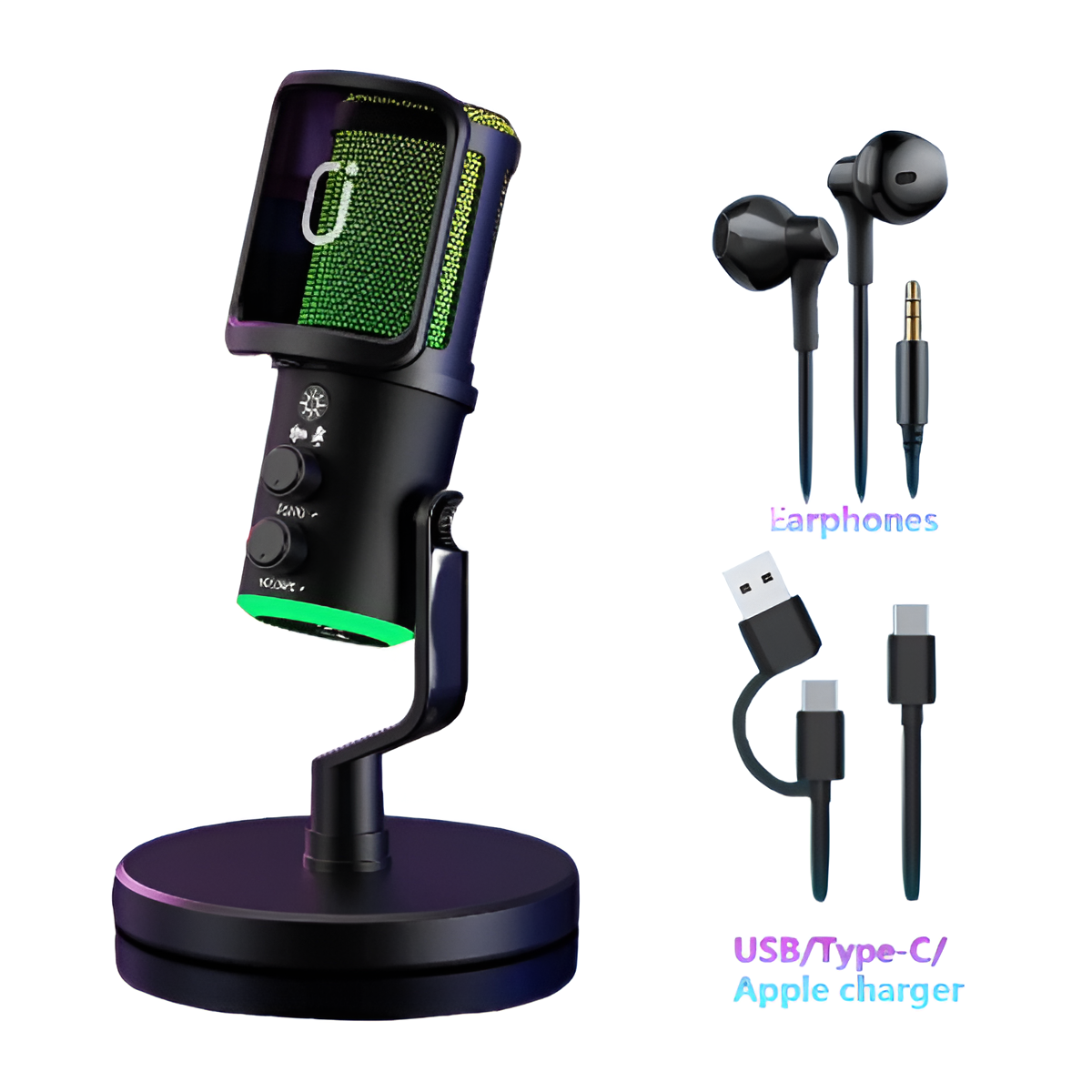 USB/XLR Dynamic Microphone for Podcast, Gaming & Streaming with RGB Lights Mobile Arcade Ltd