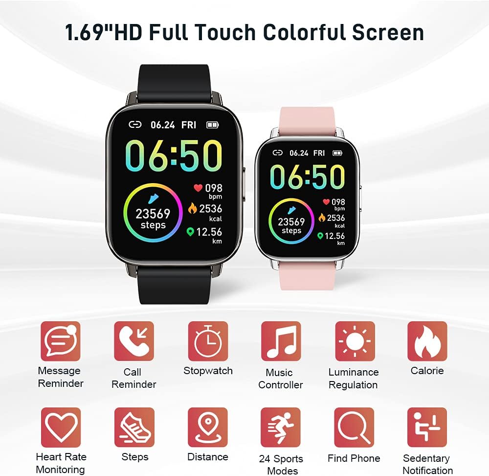 Smart Fitness Watch 1.69" Touchscreen with Heart Rate & Sleep Monitor Mobile Arcade Ltd