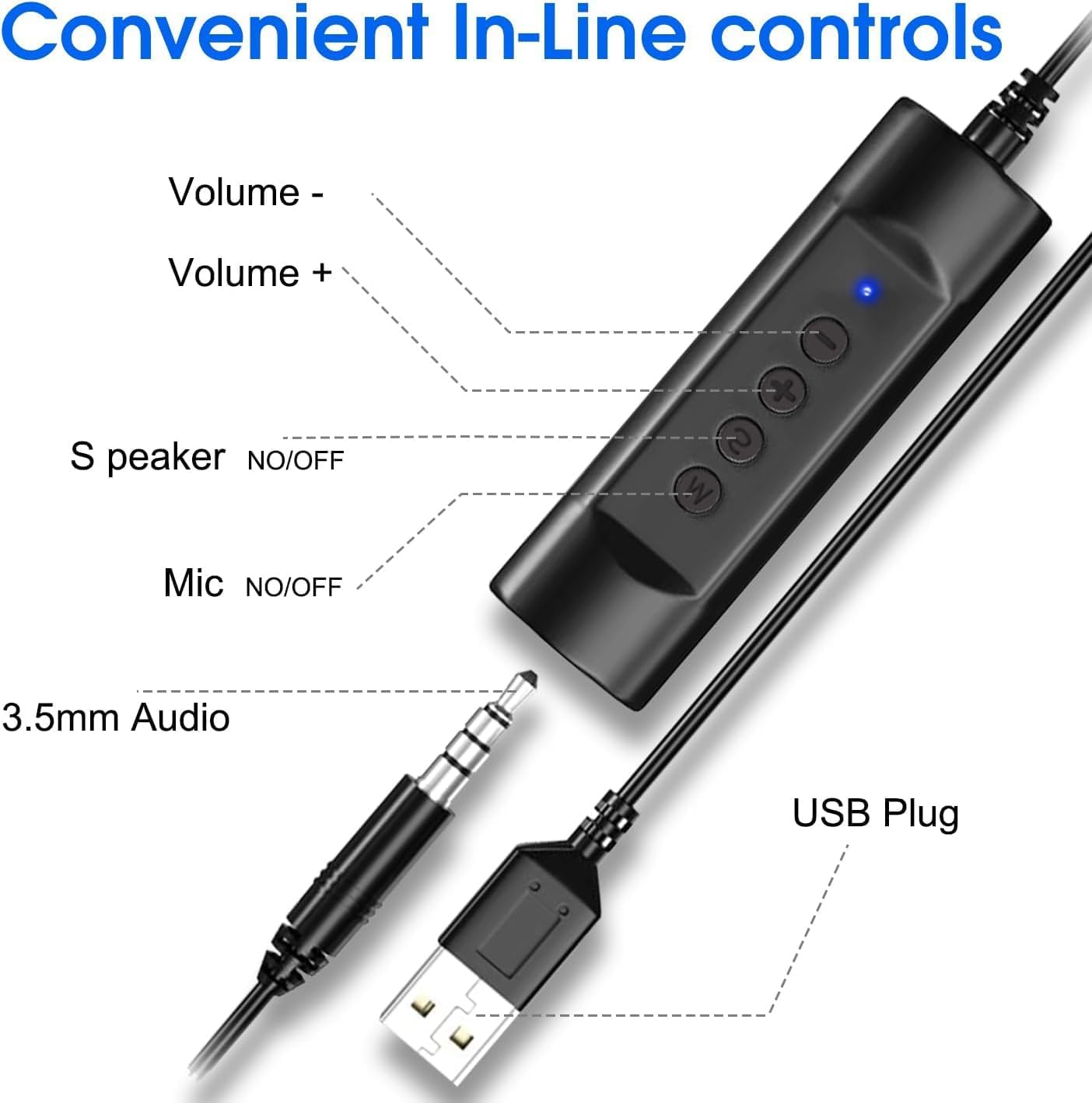 USB Headset with Microphone for PC & Laptop Noise Cancelling, Wired, 2.5M Mobile Arcade Ltd