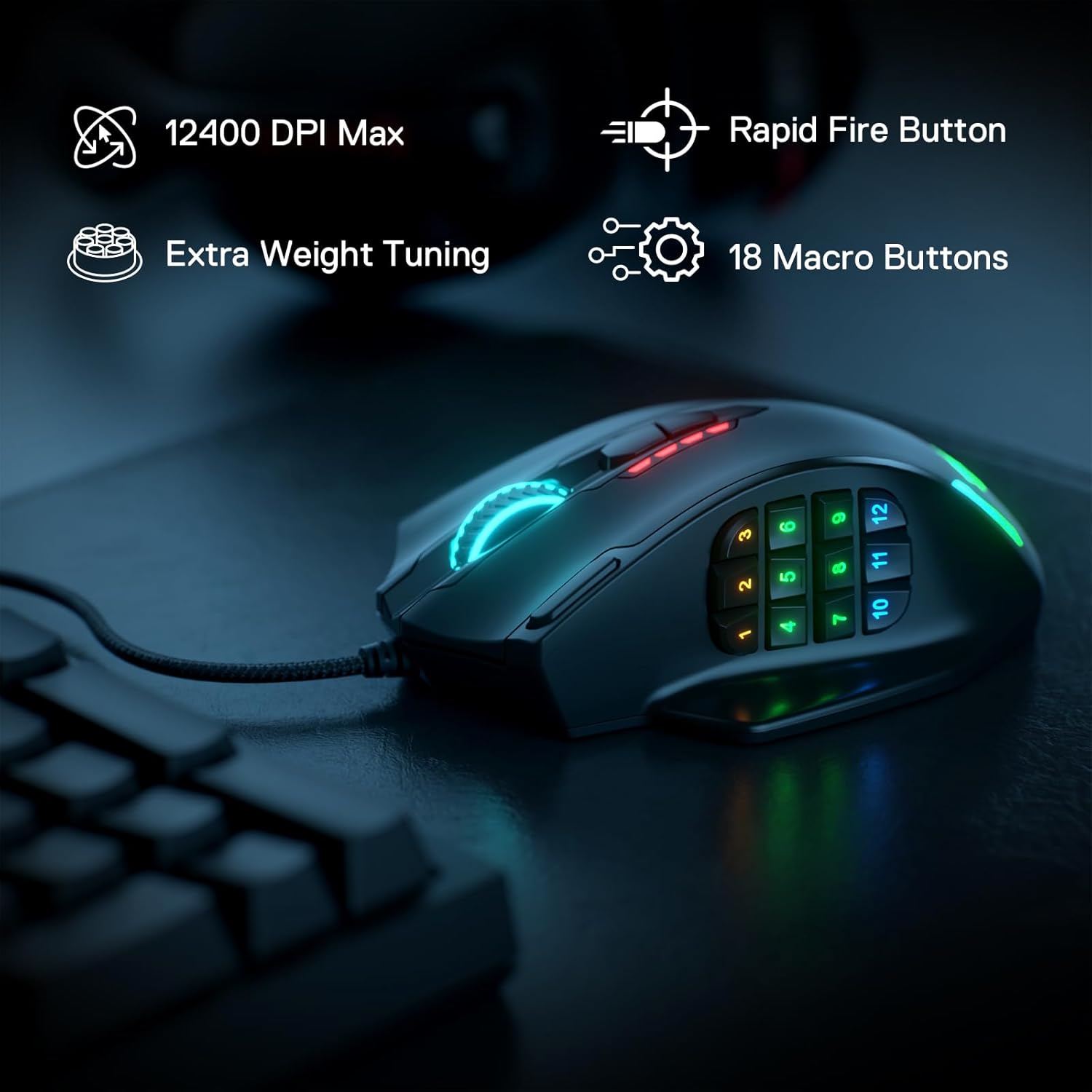 Redragon M908 Impact RGB Wired MMO Gaming Mouse – 20 Programmable Buttons Mobile Arcade Ltd