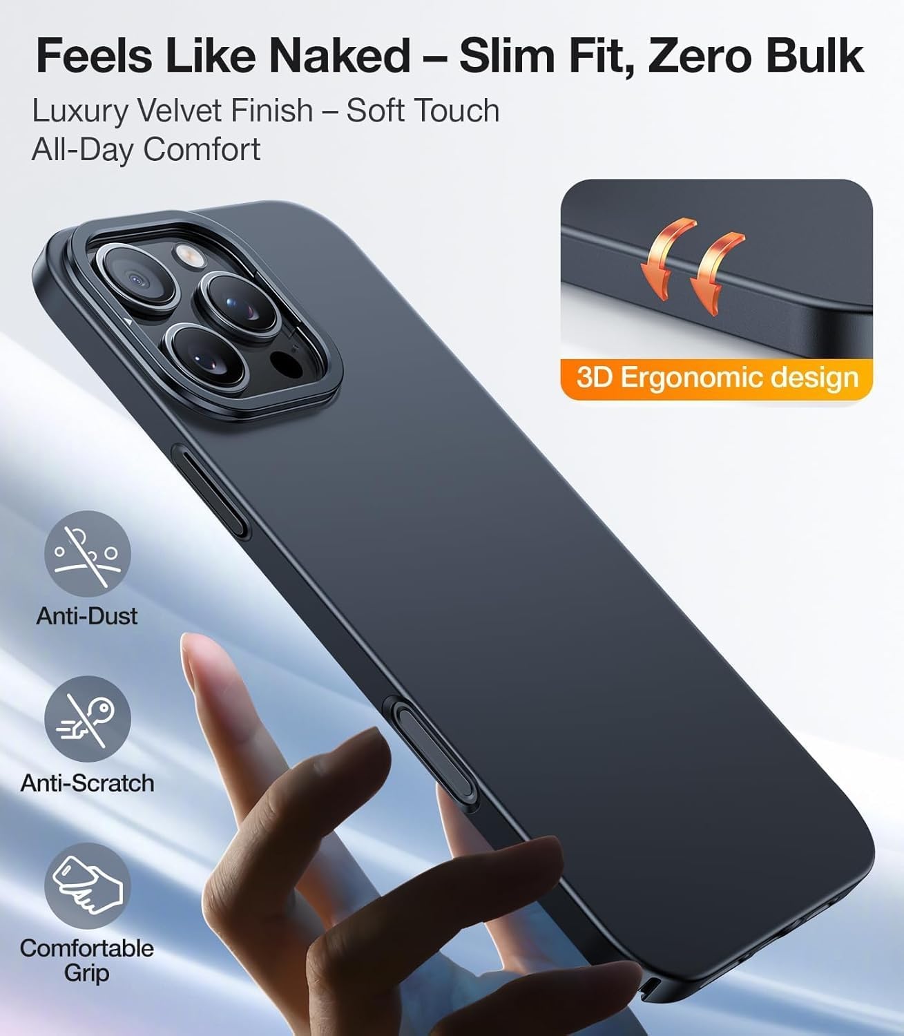 TORRAS Slim-Fit iPhone 16 Pro Case MagSafe Ultra-Thin Matte Black Hard Cover Mobile Arcade Ltd