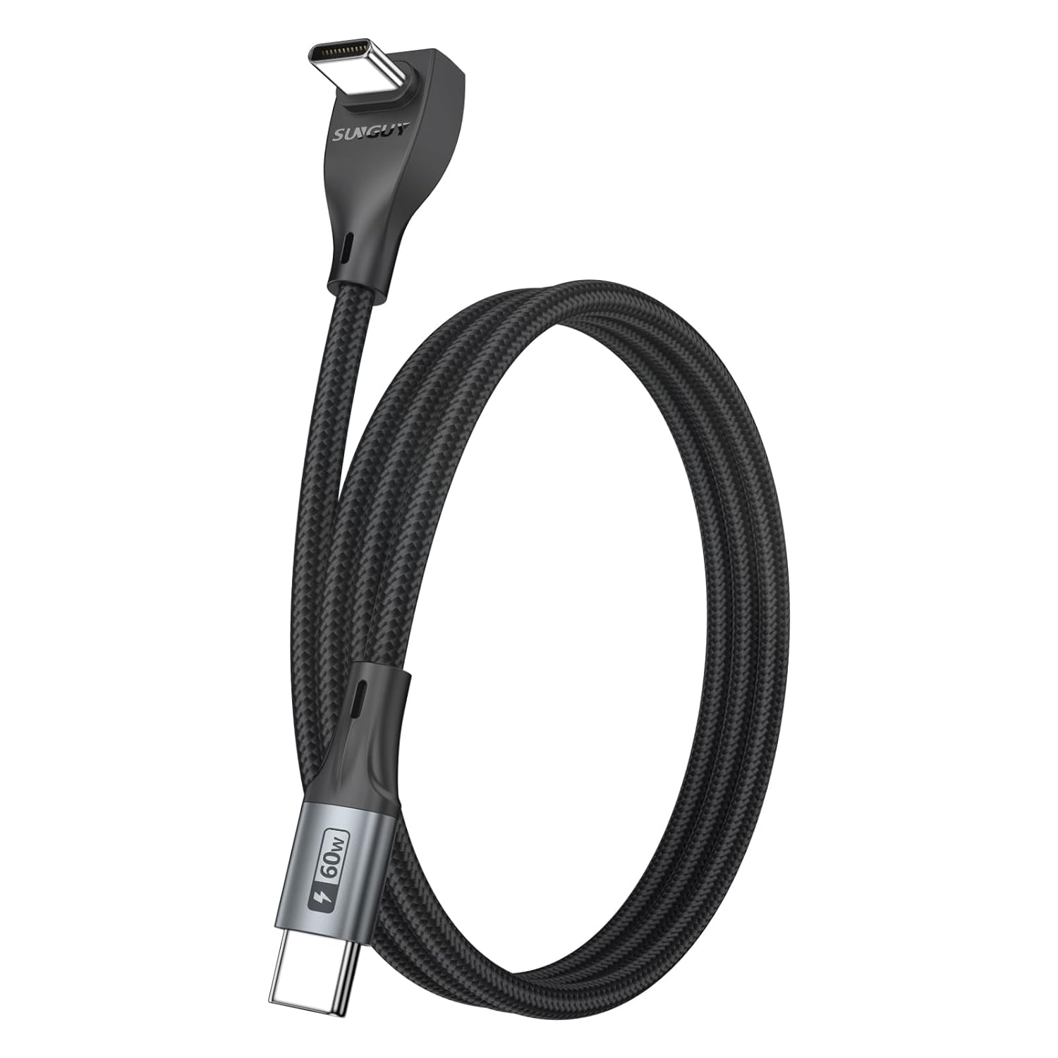 USB C Cable 60W Fast Charge Braided right angle 90° design | 1M Type C Charging Cable Mobile Arcade Ltd