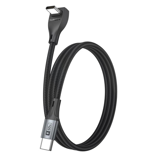 USB C Cable 60W Fast Charge Braided right angle 90° design | 1M Type C Charging Cable Mobile Arcade Ltd