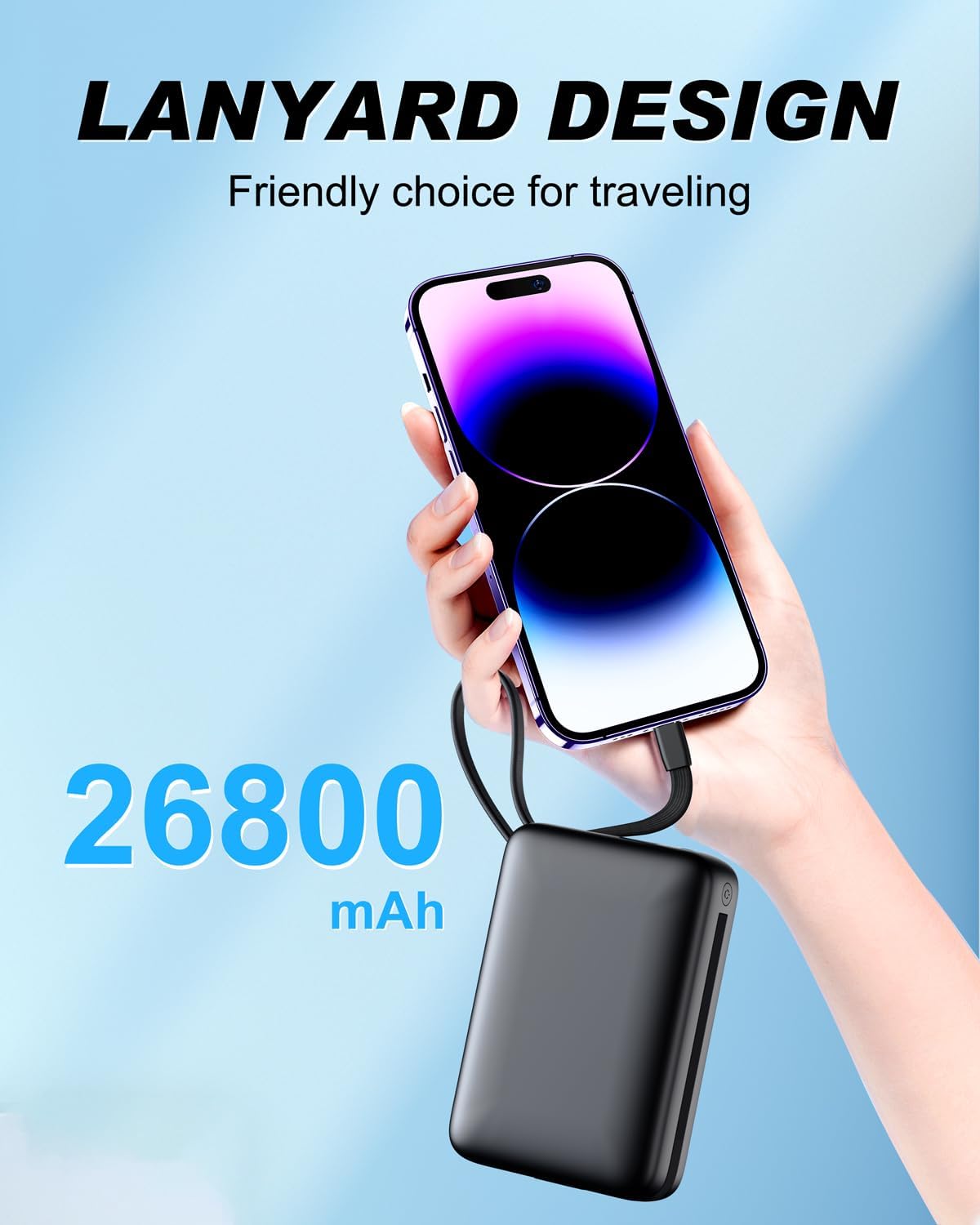 26800mAh Power Bank – Fast Charging Portable Charger with 2 Ports & 2 Cables Mobile Arcade Ltd
