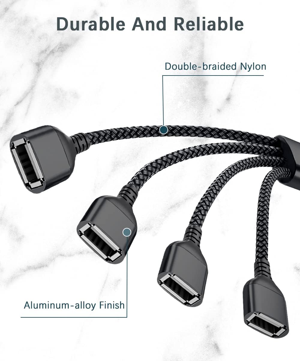 BASESAILOR USB Splitter 1 In 4 Out, USB A Male to 4 Female Hub Y Cable 2.0 Mobile Arcade Ltd