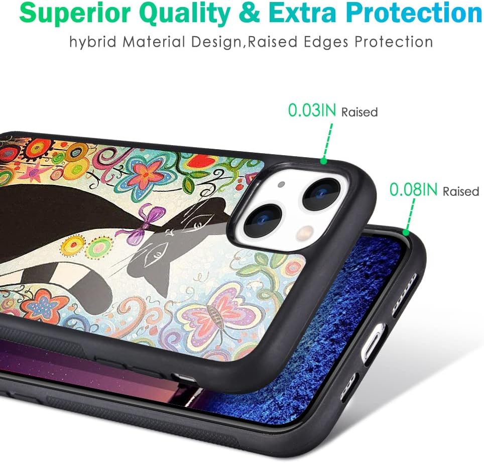 iPhone 13 Case Cute Colorful Cat Design Soft Bumper Hard Back Cover 6.1" Mobile Arcade Ltd