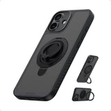 iPhone 16 Plus MagSafe Ring Stand Case Black Shockproof Grip Kickstand Cover