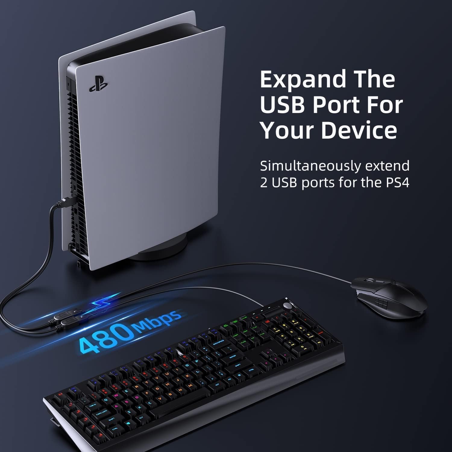 USB 2.0 A Male to Dual 2-Port USB Female Y Splitter Hub Power Extension Cable Mobile Arcade Ltd