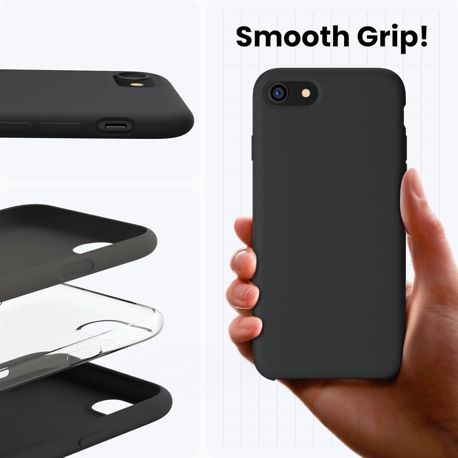 ORNARTO Silicone Case iPhone SE 2022/2020/7/8 Soft Gel Red Cover with Lining Mobile Arcade Ltd