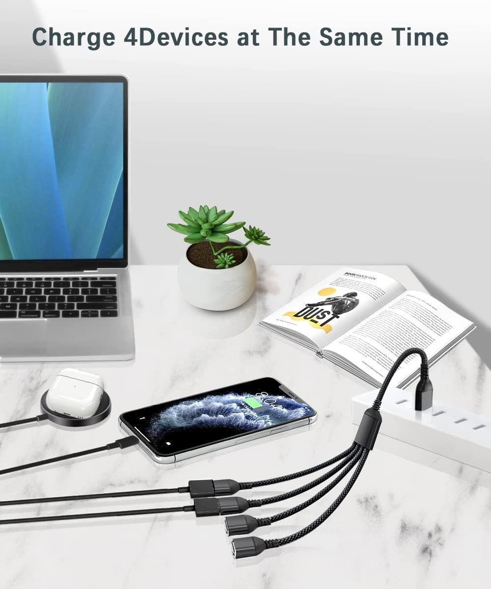 BASESAILOR USB Splitter 1 In 4 Out, USB A Male to 4 Female Hub Y Cable 2.0 Mobile Arcade Ltd