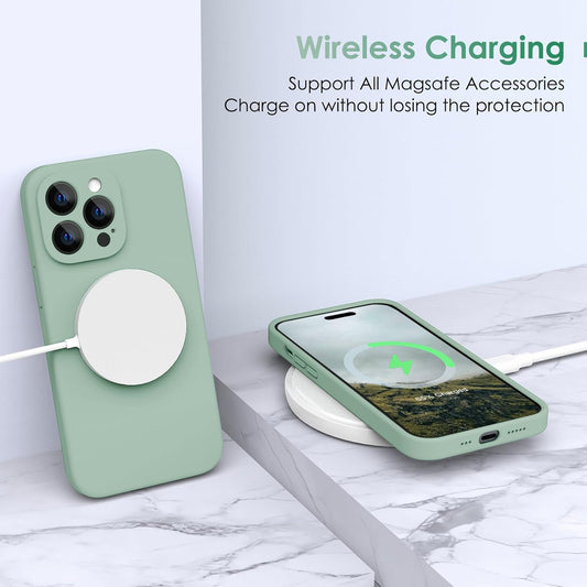 iPhone 14 Pro Case Mint Green Silicone Shockproof Soft Touch Full Cover Mobile Arcade Ltd