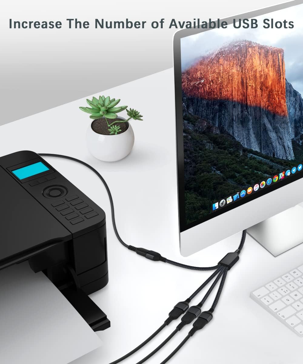 BASESAILOR USB Splitter 1 In 4 Out, USB A Male to 4 Female Hub Y Cable 2.0 Mobile Arcade Ltd
